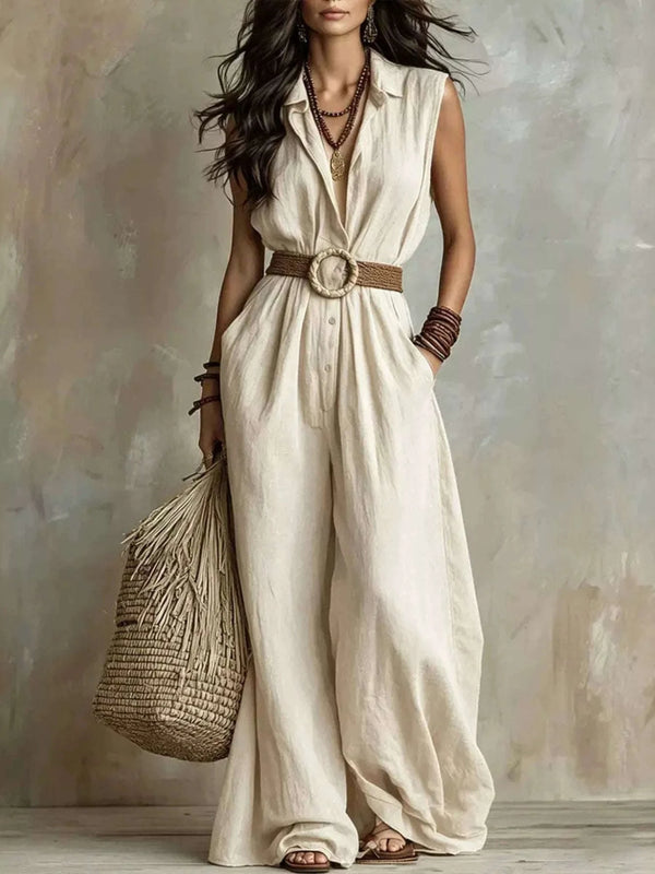 Full Size Sleeveless Wide Leg Jumpsuit Plus Size - photo produit 1 - VELZAR