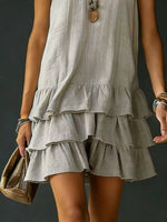Robe Sans Manches Col en V Ourlet Volanté Grande Taille - photo produit 23 - VELZAR