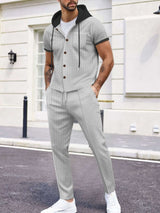 Men's Full Size Short-Sleeve Hooded Top and Shorts Set Plus Size - photo produit 3 - VELZAR
