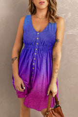 Robe Courte Magique Col Rond Boutonnée Sans Manches - photo produit 5 - VELZAR