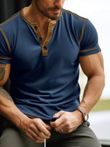 T-Shirt Manches Courtes Détail Boutonné Grande Taille Homme - photo produit 4 - VELZAR