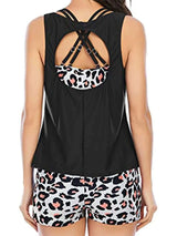 Cutout Printed Round Neck Three-Piece Swim Set - photo produit 1 - VELZAR