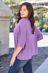 Basic Bae – T-Shirt Bambou Col Rond Épaule Tombante Grande Taille - photo produit 3 - VELZAR