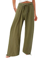 Full Size Wide Leg Pants with Drawstring Waist Plus Size - photo produit 4 - VELZAR