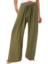 Full Size Wide Leg Pants with Drawstring Waist Plus Size - photo produit 4 - VELZAR