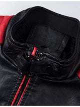 Men's Plus Size Two-Tone Slim Fit Motorcycle Leather Jacket - photo produit 5 - VELZAR