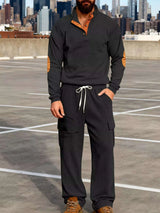 Men's Full Size Casual Button Detail Top and Pants Set Plus Size - photo produit 2 - VELZAR