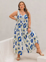 Plus Size Nautical Print Sleeveless Jumpsuit - photo produit 5 - VELZAR