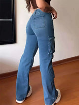Plus Size High-Waisted Cargo Jeans - photo produit 4 - VELZAR