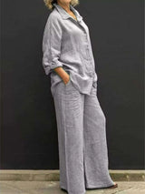 Full Size Long Sleeve Shirt and Pants Set Plus Size - photo produit 5 - VELZAR