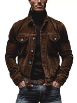 Men's Full Size Corduroy Button-Down Jacket Plus Size - photo produit 6 - VELZAR