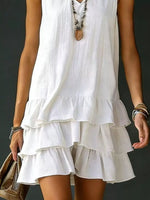 Robe Sans Manches Col en V Ourlet Volanté Grande Taille - photo produit 18 - VELZAR