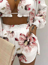Full Size Halter Neck Cami & Shirt & Shorts 3-Piece Outfit Set Plus Size - photo produit 3 - VELZAR