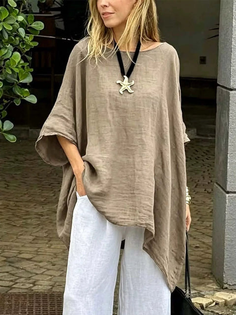 Full Size Loose Fit Asymmetrical Hem Top Plus Size - photo produit 1 - VELZAR