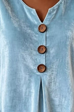 Full Size Velvet Button Decor Blouse with Ruffled Cuffs Plus Size - photo produit 5 - VELZAR