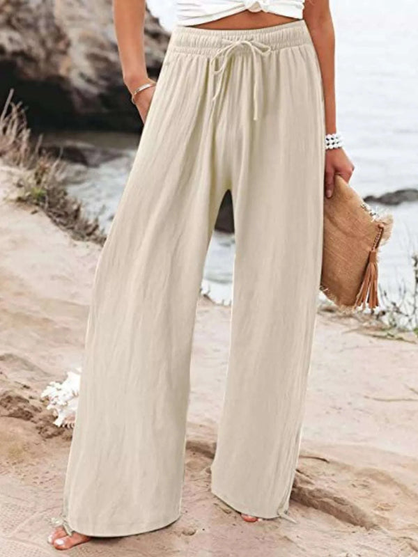 Full Size Wide Leg Pants with Drawstring Waist Plus Size - photo produit 1 - VELZAR