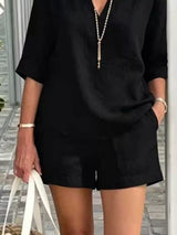 Full Size Half Sleeve Top and Shorts Set Plus Size - photo produit 4 - VELZAR