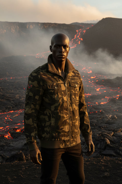 Men's Plus Size Camouflage Zip Up Jacket - photo produit 1 - VELZAR
