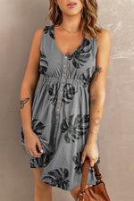 Robe Courte Magique Col Rond Boutonnée Sans Manches - photo produit 3 - VELZAR