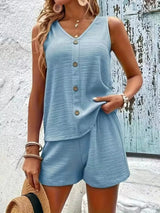 V-Neck Tank Top and Shorts Set - photo produit 6 - VELZAR