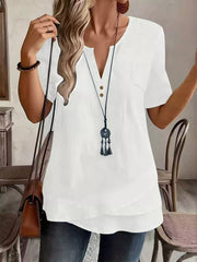 Blouse Femme Col Tailleur Manches Courtes - vue 4