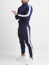 Men's Full Size Side Stripes Zip Up Top and Pants Set Plus Size - photo produit 4 - VELZAR
