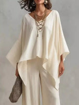 Full Size V-Neck Top and Pants Set Plus Size - photo produit 2 - VELZAR