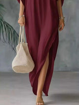 Full Size V-Neck Maxi Dress with Side Slits Plus Size - photo produit 6 - VELZAR
