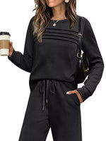 Full Size Long Sleeve Round Neck Top and Pants Set Plus Size - photo produit 11 - VELZAR