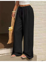 Plus Size Wide Leg Drawstring Pants - photo produit 1 - VELZAR