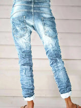 Full Size Washed Button-Fly Jeans Plus Size - photo produit 2 - VELZAR
