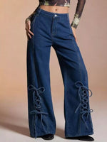 Lace-Up Wide Leg Jeans - photo produit 6 - VELZAR