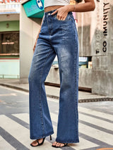 High Rise Bootcut Jeans with Pockets - photo produit 3 - VELZAR