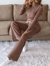 Zip Up Long Sleeve Top and Pants Set - photo produit 5 - VELZAR
