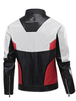 Men's Plus Size Two-Tone Zip Up Leather Jacket - photo produit 4 - VELZAR