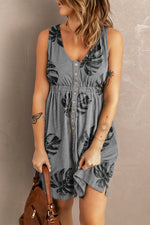 Robe Courte Magique Col Rond Boutonnée Sans Manches - photo produit 1 - VELZAR