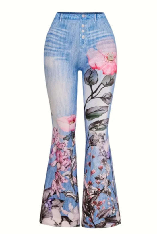 Jeans en polyester imprimé pour femmes