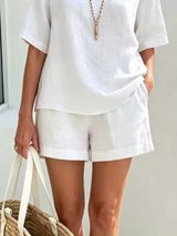 Full Size Half Sleeve Top and Shorts Set Plus Size - photo produit 2 - VELZAR