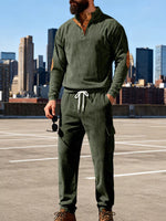 Men's Full Size Casual Button Detail Top and Pants Set Plus Size - photo produit 6 - VELZAR