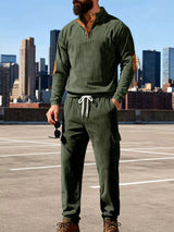 Men's Full Size Casual Button Detail Top and Pants Set Plus Size - photo produit 6 - VELZAR