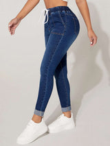 Drawstring Cropped Jeans - photo produit 3 - VELZAR