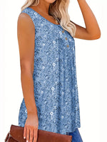 Débardeur Imprimé Floral Détail Boutonné Grande Taille - photo produit 13 - VELZAR