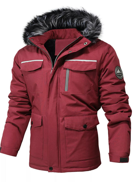 Men's Plus Size Fur Hooded Winter Parka Coat - photo produit 1 - VELZAR