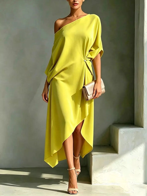Full Size Asymmetrical One-Shoulder Drape Dress Plus Size - photo produit 1 - VELZAR