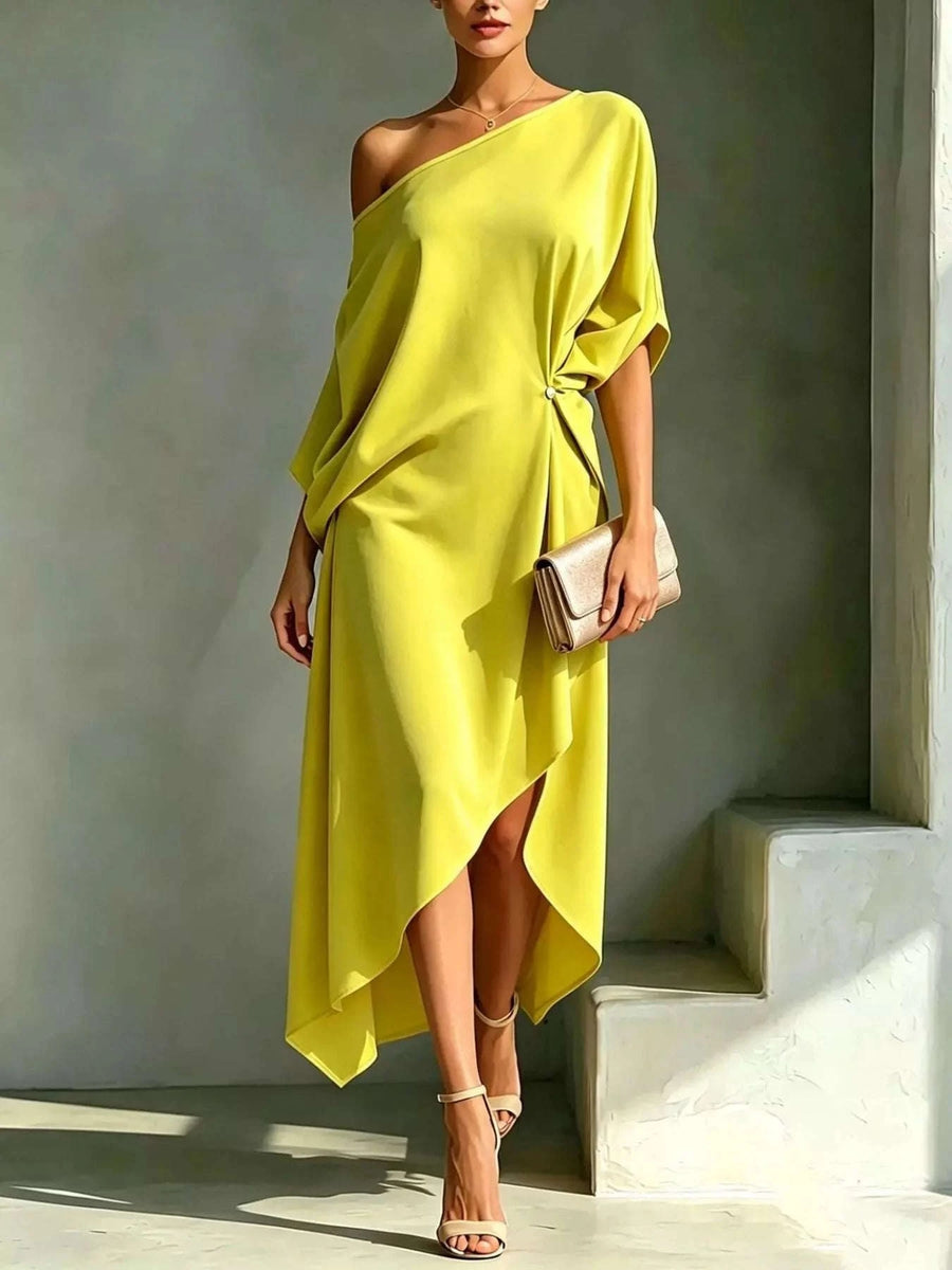 Robe Drapée Une Épaule Asymétrique Grande Taille