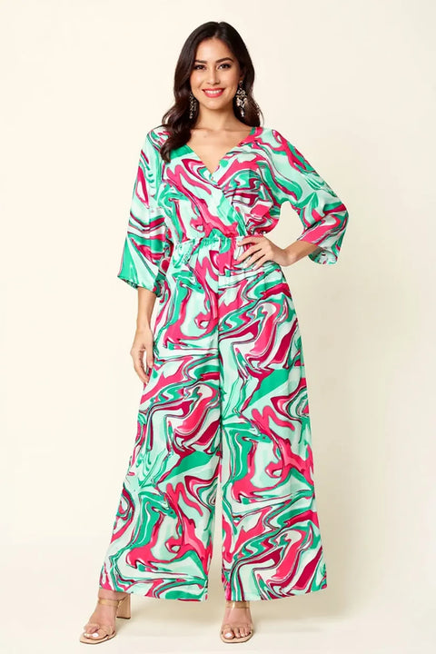 Double Take – Combinaison Manches Mi-Longues Jambe Large Grande Taille - photo produit 1 - VELZAR