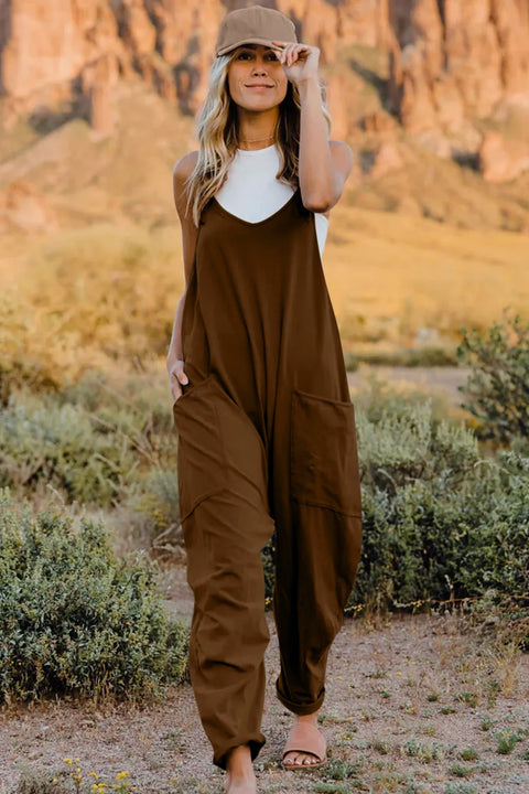 Double Take Full Size V-Neck Sleeveless Jumpsuit with Pockets - photo produit 1 - VELZAR