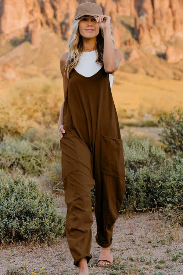 Double Take Full Size V-Neck Sleeveless Jumpsuit with Pockets - photo produit 1 - VELZAR