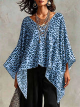 Full Size Leopard Print Asymmetrical Hem Top Plus Size - photo produit 3 - VELZAR
