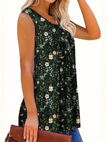 Débardeur Imprimé Floral Détail Boutonné Grande Taille - photo produit 4 - VELZAR